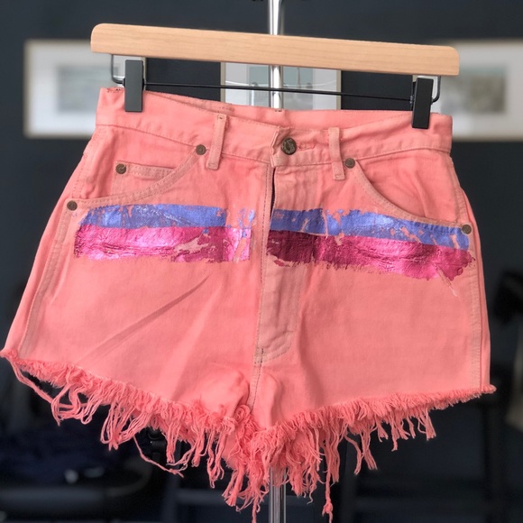 Rag Union Pants - NWOT RAG UNION Foil Fringe Pink Denim Shorts